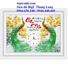 Tranh thêu đồng hồ cha mẹ